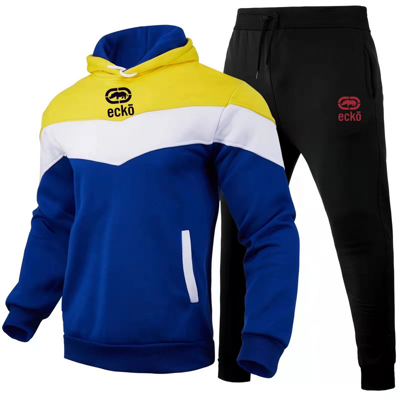 ecko - 2023 Nouă iarnă Îmbrăcăminte pentru bărbați Seturi pentru bărbați Set de hanorace cu imprimeu Hanorac din lână Pantaloni de sport casual Sport Treninguri pentru bărbați