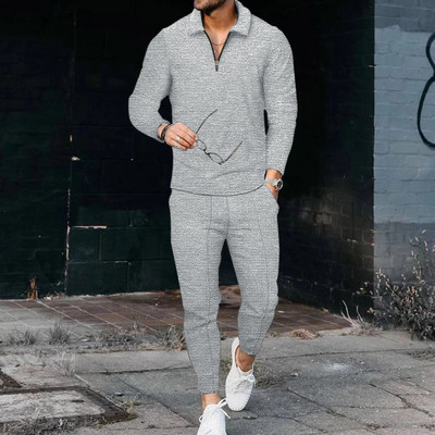 Trening pentru bărbați 2024, cămașă polo cu mânecă lungă și costum lung Set din două piese pentru bărbați, sport, sport, golf, îmbrăcăminte de stradă pentru bărbați