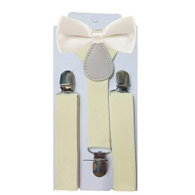 Peteliškės vaikiškų kelnių peteliškės komplektas, atitinkantis smokingo kostiumą berniukui mergaitei, reguliuojamas Y formos nugaros petnešomis, reguliuojamas peteliškės vestuvėms