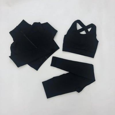 2/3 KOM Bešavne garniture za jogu Sportski prsluk za fitness Visoki struk Hlače koje se podižu na bokovima Odijela Odjeća za vježbanje Komplet tajica za teretanu za žene