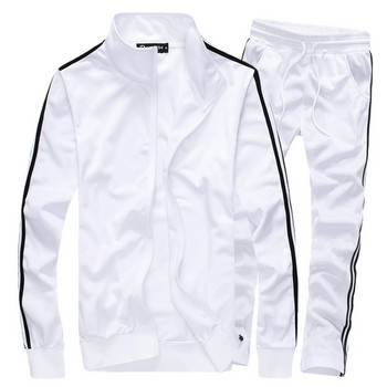 Ανδρική αθλητική φόρμα casual με φερμουάρ για τρέξιμο για τζόκινγκ αθλητικό μπουφάν και παντελόνι 2 τεμαχίων Σετ μπαλωματών Φούτερ ανδρικά ρούχα