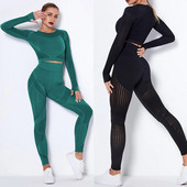 Női tréningruha jóga szett Női ruházat edzés sportruházat sport nadrág magas derekú leggings hosszú ujjú felső fitnesz ruha