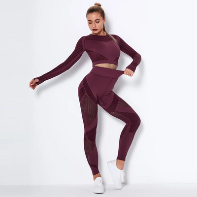 Női tréningruha jóga szett Női ruházat edzés sportruházat sport nadrág magas derekú leggings hosszú ujjú felső fitnesz ruha