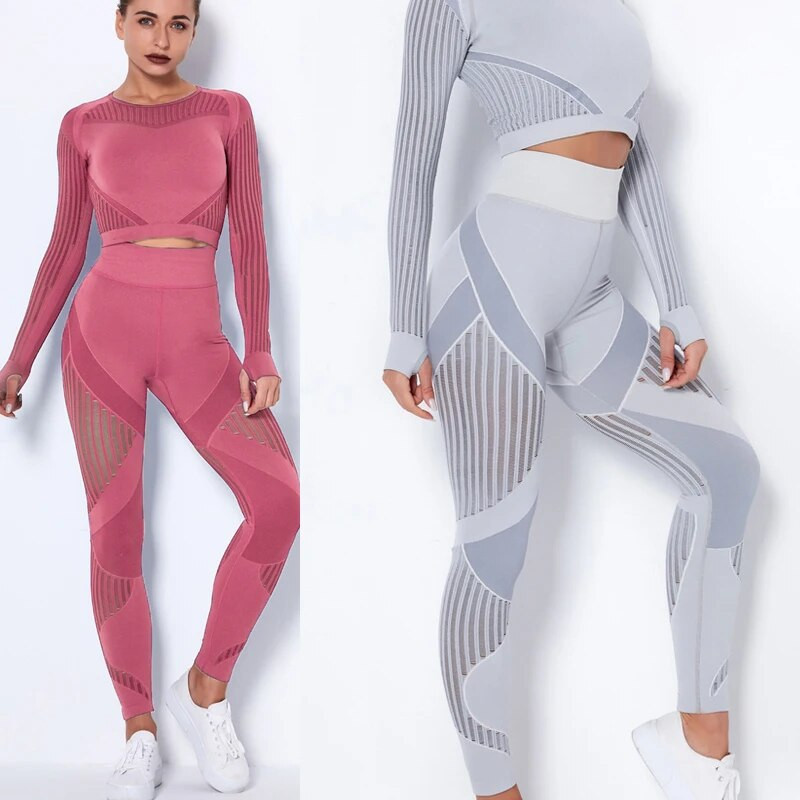 Női tréningruha jóga szett Női ruházat edzés sportruházat sport nadrág magas derekú leggings hosszú ujjú felső fitnesz ruha