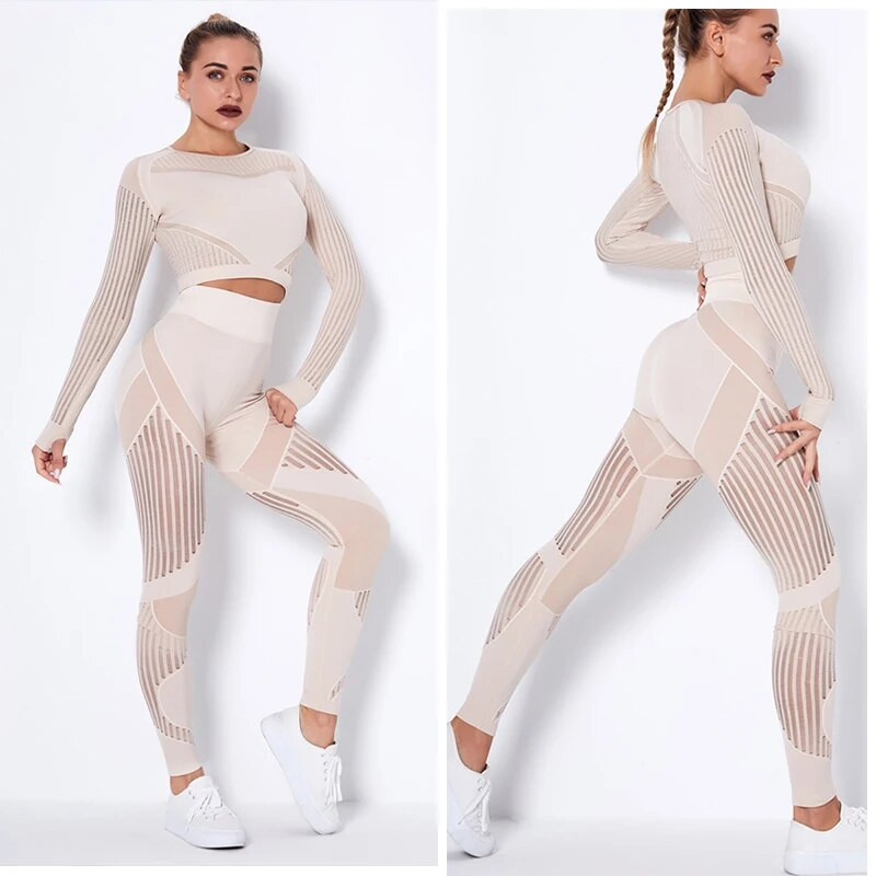 Női tréningruha jóga szett Női ruházat edzés sportruházat sport nadrág magas derekú leggings hosszú ujjú felső fitnesz ruha