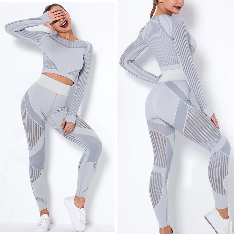 Női tréningruha jóga szett Női ruházat edzés sportruházat sport nadrág magas derekú leggings hosszú ujjú felső fitnesz ruha