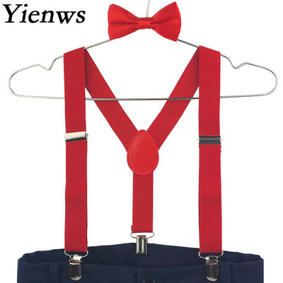 Yienws момчета момичета папийонка тиранти за бебешки детски панталони папийонка презрамки за деца розово червено черно Szelki Bretels YiA050