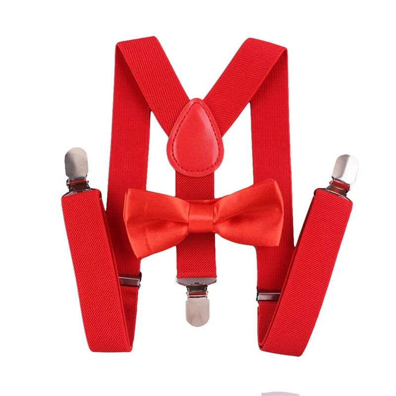 Yienws Băieți Fete Bretele Papion pentru Bebeluși Copii Pantaloni Papion Bretele pentru Copii Roz Roșu Negru Szelki Bretels YiA050