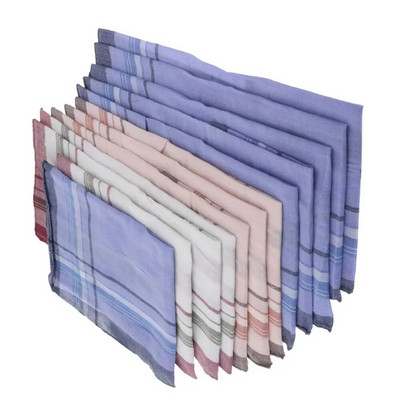 12 komada modnih muških kariranih pamučnih džepnih rupčića Set maramica s džepnim kvadratom 36 x 37 cm