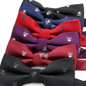 Papion de modă pentru bărbați cu craniu 100% microfibră Papion țesut din poliester jacquard fluture pentru nuntă rochie de petrecere de Halloween Lenjerie de gât