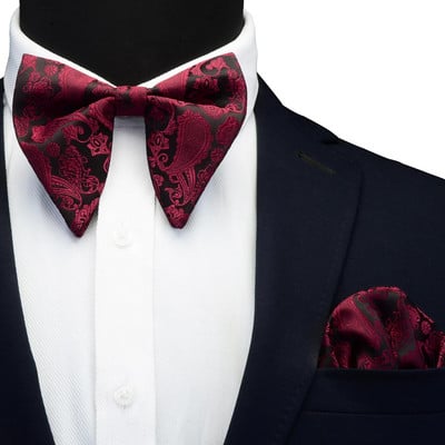 Set papion mare din mătase Ricnais pentru bărbați, roșu, alb, cachetele, costum papion pentru bărbați, nuntă, cravată, cadouri