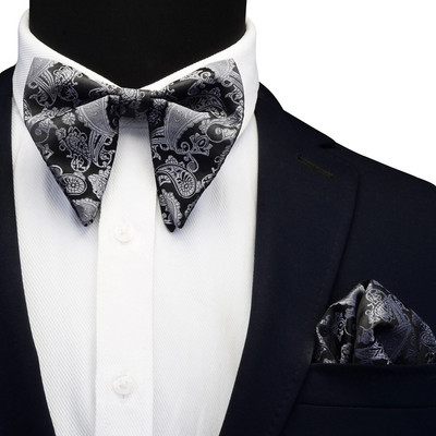 Set papion mare din mătase Ricnais pentru bărbați, roșu, alb, cachetele, costum papion pentru bărbați, nuntă, cravată, cadouri