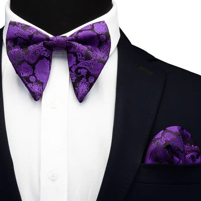 Set papion mare din mătase Ricnais pentru bărbați, roșu, alb, cachetele, costum papion pentru bărbați, nuntă, cravată, cadouri