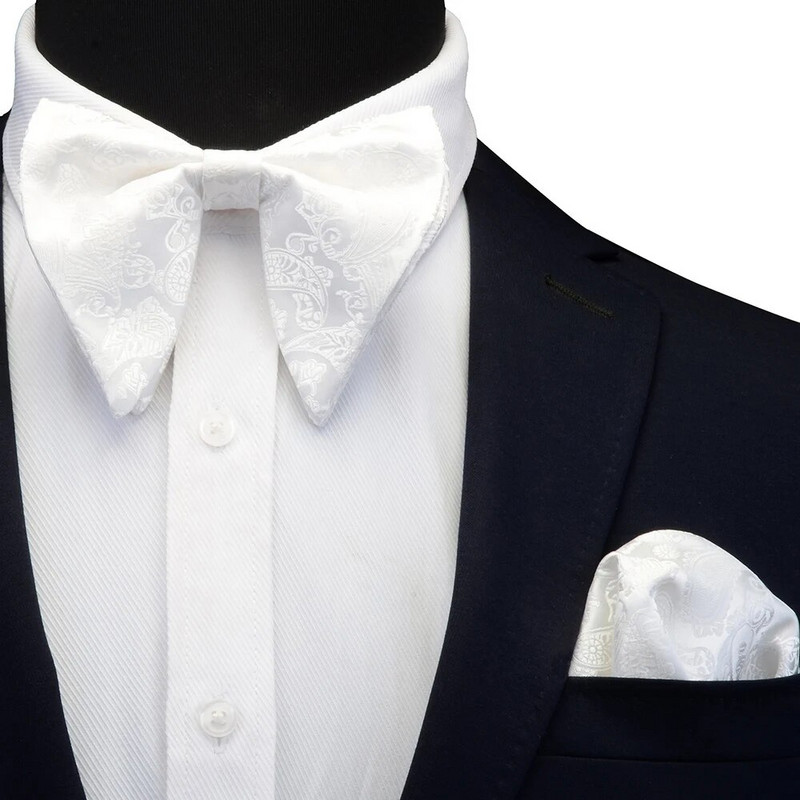 Set papion mare din mătase Ricnais pentru bărbați, roșu, alb, cachetele, costum papion pentru bărbați, nuntă, cravată, cadouri