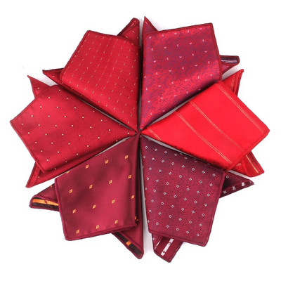 Uus Red Pocket Square Meestele Jacquard Rinnarätik Pulmad Hanky Gentlemen Hankies Meeste Kostüümid Taskurätik Peigmehe taskurätik