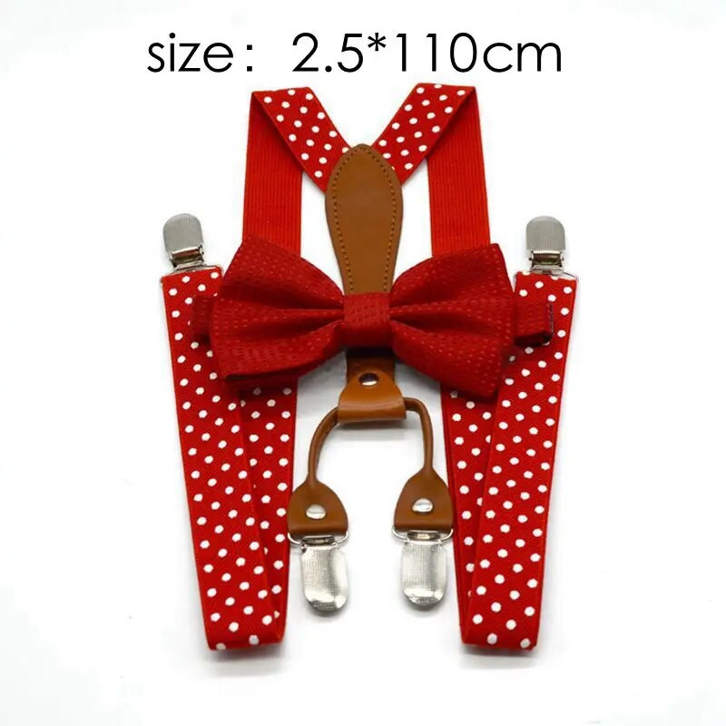 Yienws Baby Copii Bretete și Papion Roșu Bleumarin Buline Băieți Bretele Papioni Fete Tirantes Bebe 65cm 110cm YiA154