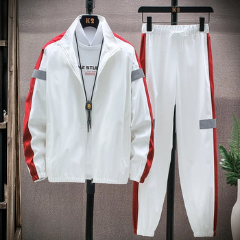 Мъжки анцуг Ежедневни комплекти суичъри 2023 Пролет Нови мъжки якета+панталони Комплекти от две части Хип-хоп Streetwear Спортен костюм Patchwork 5XL