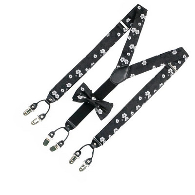 Ανδρικές ζαρτιέρες EASTEPIC με ρυθμιζόμενες τιράντες Floral τιράντες από ποιοτικό κόκκινο παπιγιόν για άντρες με λευκά πουκάμισα στους γάμους