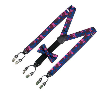 Ανδρικές ζαρτιέρες EASTEPIC με ρυθμιζόμενες τιράντες Floral τιράντες από ποιοτικό κόκκινο παπιγιόν για άντρες με λευκά πουκάμισα στους γάμους