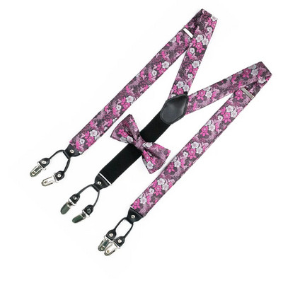 Ανδρικές ζαρτιέρες EASTEPIC με ρυθμιζόμενες τιράντες Floral τιράντες από ποιοτικό κόκκινο παπιγιόν για άντρες με λευκά πουκάμισα στους γάμους