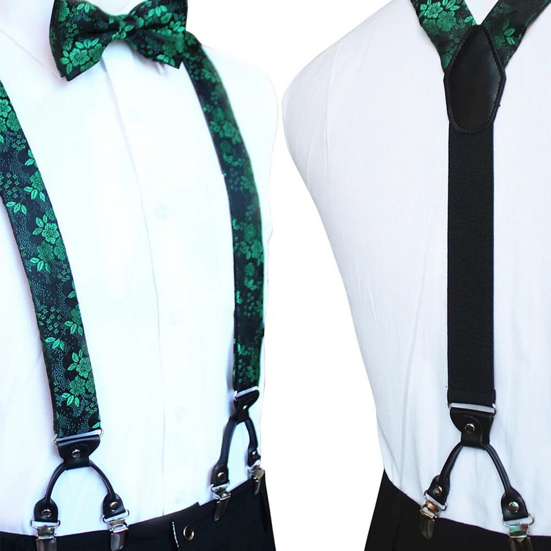 Ανδρικές ζαρτιέρες EASTEPIC με ρυθμιζόμενες τιράντες Floral τιράντες από ποιοτικό κόκκινο παπιγιόν για άντρες με λευκά πουκάμισα στους γάμους