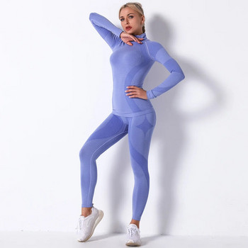 Σετ γυμναστηρίου Yoga Suit Γυναικεία ρούχα Αθλητικά μακρυμάνικα κολάν Σετ αδυνατίσματος χωρίς ραφή Γυναικεία γυμναστική Γυναικεία γυναικεία ρούχα