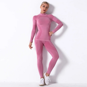 Σετ γυμναστηρίου Yoga Suit Γυναικεία ρούχα Αθλητικά μακρυμάνικα κολάν Σετ αδυνατίσματος χωρίς ραφή Γυναικεία γυμναστική Γυναικεία γυναικεία ρούχα