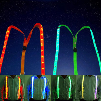 Светодиодни тиранти Светеща LED папийонка Осветени щипки за колан Презрамки Винтидж Новост Еластичен регулируем тирант за Club Patry