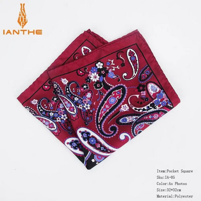 Nove modne muške maramice s džepnim kvadratom, popularne 32 X 32 cm velike muške maramice na prsima s paisley točkama za vjenčanje, muška odijela maramice
