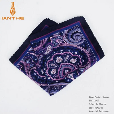 Nove modne muške maramice s džepnim kvadratom, popularne 32 X 32 cm velike muške maramice na prsima s paisley točkama za vjenčanje, muška odijela maramice
