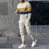 Set de treninguri pentru bărbați de primăvară 2023, tricou cu mânecă lungă cu imprimeu 3D pentru jogging, îmbrăcăminte de stradă, ocazional, în două piese, costum sport pentru bărbați, supradimensionat