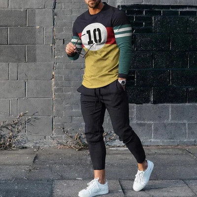 Set de treninguri pentru bărbați de primăvară 2023, tricou cu mânecă lungă cu imprimeu 3D pentru jogging, îmbrăcăminte de stradă, ocazional, în două piese, costum sport pentru bărbați, supradimensionat