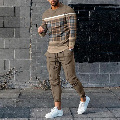 Set de treninguri pentru bărbați de primăvară 2023, tricou cu mânecă lungă cu imprimeu 3D pentru jogging, îmbrăcăminte de stradă, ocazional, în două piese, costum sport pentru bărbați, supradimensionat