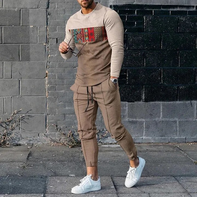 Set de treninguri pentru bărbați de primăvară 2023, tricou cu mânecă lungă cu imprimeu 3D pentru jogging, îmbrăcăminte de stradă, ocazional, în două piese, costum sport pentru bărbați, supradimensionat