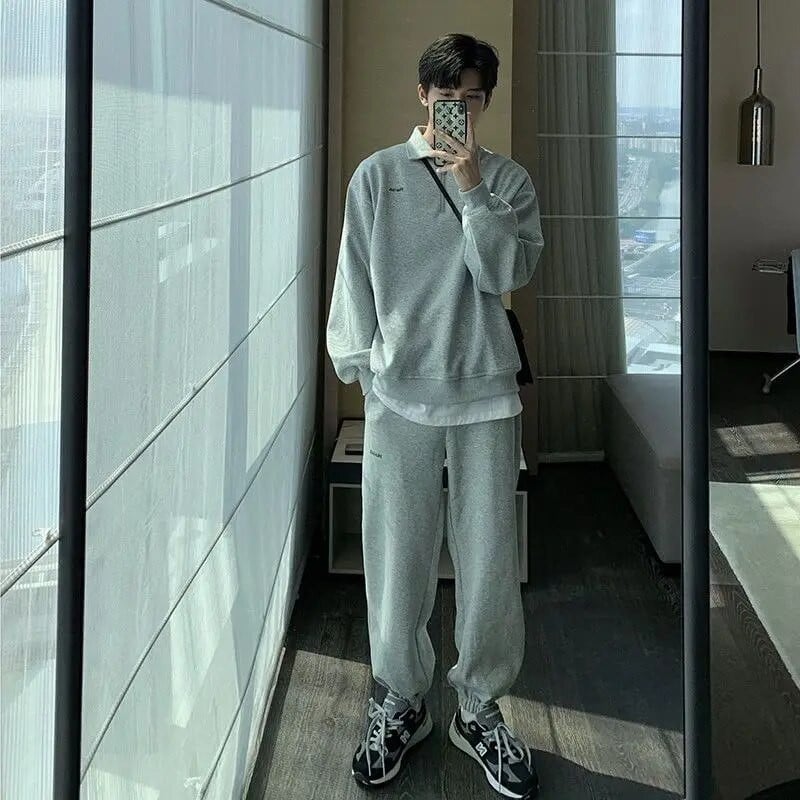 Sportsko odijelo za slobodno vrijeme za muškarce Jesen Zima 2022. Zgodni veliki baršunasti debeli kompleti Trendy korejski sweatshirt + hlače dvodijelni set