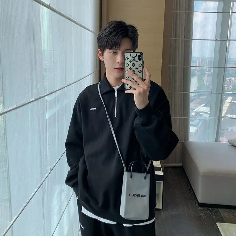 Sportsko odijelo za slobodno vrijeme za muškarce Jesen Zima 2022. Zgodni veliki baršunasti debeli kompleti Trendy korejski sweatshirt + hlače dvodijelni set