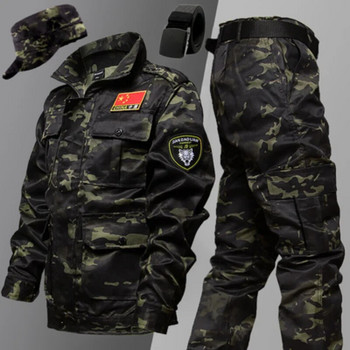 Мъжки камуфлажен военен тактически комплект, устойчив на износване, много джобове, дишащ, от 2 части, мъжко облекло за спортно катерене на открито