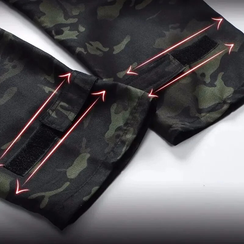 Vyriškas kamufliažinis karinės taktikos rinkinys, atsparus dėvėjimui, kelių kišenių, kvėpuojantis 2 dalių vyriški lauko sportiniai laipiojimo drabužiai