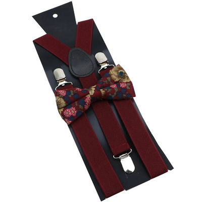 Seturi de bretele cu papion din bumbac, roșu vin, albastru, bretele elastice bărbați, femei, curele fluture, costum de nuntă, accesorii pentru fustă, cadou