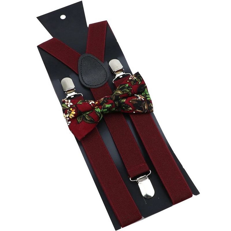 Seturi de bretele cu papion din bumbac, roșu vin, albastru, bretele elastice bărbați, femei, curele fluture, costum de nuntă, accesorii pentru fustă, cadou