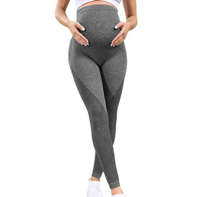 Kismama gyakorlatok Leggings Kismama jóganadrágok Magas derekú Terhesség Leggingsek Hastámaszra való ruhák Kötött legginsek