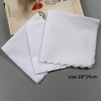 3 ΤΕΜ/Σετ Καθαρά Λευκά Μαντήλια Πετσέτες με Δαντέλα Γυναικείες Ανδρικές 28*29/23*25cm Τετράγωνο Τσέπη Γάμος Απλό DIY Print Draw Hankies
