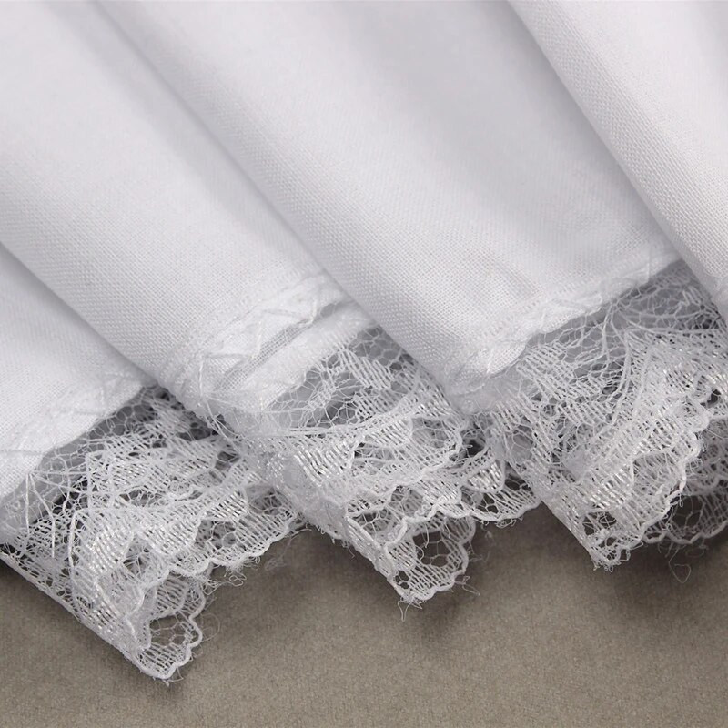3 bucăți/set prosoape alb pur cu dantelă femei bărbați 28*29/23*25cm pătrat de buzunar nuntă simplă imprimare bricolaj trage hakies
