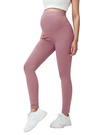 2023 Есен Дамски тренировъчни йога панталони за бременни Premama Плътен цвят Поддръжка на корема с висока талия Спортно облекло Клинове Дрехи за бременни