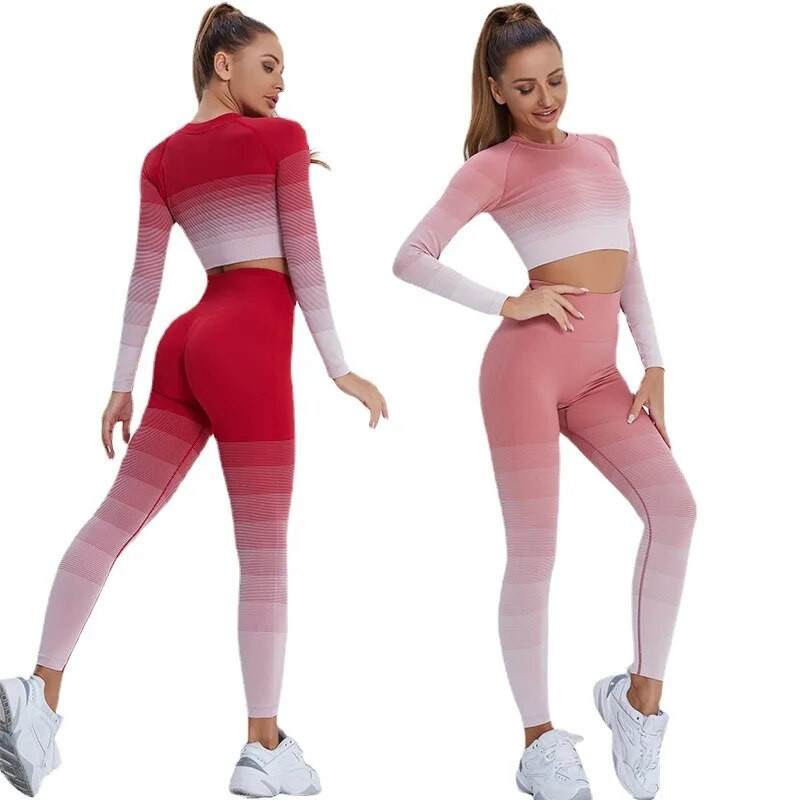 Gradient komplet odijela za treniranje sportske hlače Odjeća Odjeća za fitness Kompleti za jogu u teretani Trenirke Kompleti od 2 dijela ženska odjeća Set za vježbanje