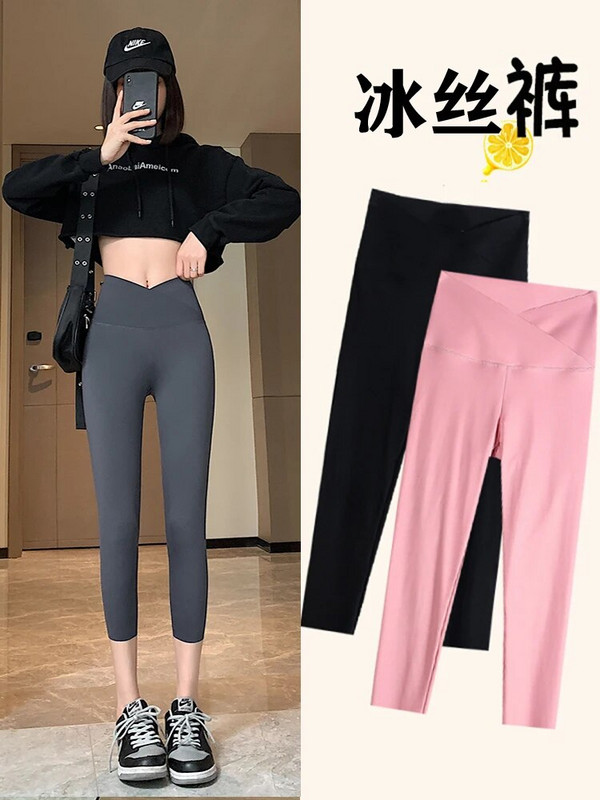 Vasarinės nėštumo kelnės Elastinės žemu juosmeniu Vienspalvės Motinystės Lieknos Blauzdos Liekni klubai Nėščia moteris Capris Kelnės iki blauzdos vidurio