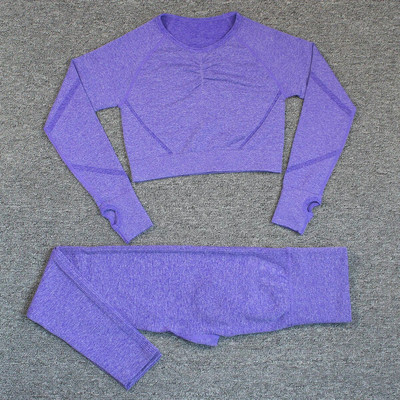 Bauhinia 2 buc. Set de yoga fără sudură pentru femei, cu talie înaltă elastică, costum sport pentru antrenament de gimnastică, jambiere cu mânecă lungă, îmbrăcăminte sport