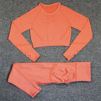 Bauhinia 2 buc. Set de yoga fără sudură pentru femei, cu talie înaltă elastică, costum sport pentru antrenament de gimnastică, jambiere cu mânecă lungă, îmbrăcăminte sport