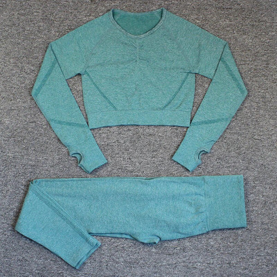 Bauhinia 2 buc. Set de yoga fără sudură pentru femei, cu talie înaltă elastică, costum sport pentru antrenament de gimnastică, jambiere cu mânecă lungă, îmbrăcăminte sport