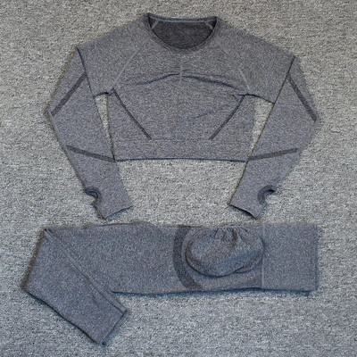 Bauhinia 2 buc. Set de yoga fără sudură pentru femei, cu talie înaltă elastică, costum sport pentru antrenament de gimnastică, jambiere cu mânecă lungă, îmbrăcăminte sport